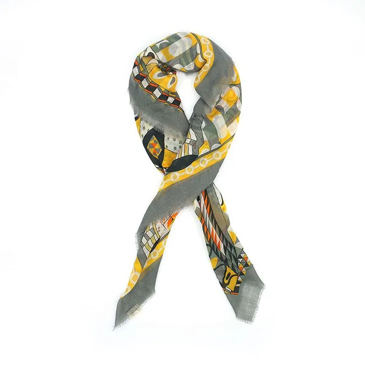 Bandana tas-suf tal-istampar tal-wirt griż